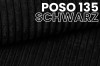 Detaillierte Ansicht des Cordstoffes Poso 135 in tiefem Schwarz.