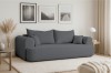 Modernes graues Polstersofa in einem hell eingerichteten Wohnzimmer mit Naturdeko.