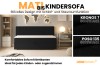 Mati Bis kinderbank in zwart met slaapfunctie en beddenbak, stoffen Kronos 7 en Poso 135.
