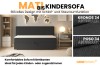 Antracietkleurige Matbis kinderbank met slaaffunctie en bedbak voor jeugdkamers.