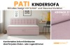 Details van de Pati kinderbank in het roze met stofstaal Kronos 27 and designhighlights.