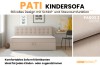 Pati children's sofa in beige with fabric pattern Paros 2 and storage function.
