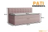 Dimensions of the pink Pati children's sofa with detailed measurements for room planning.
