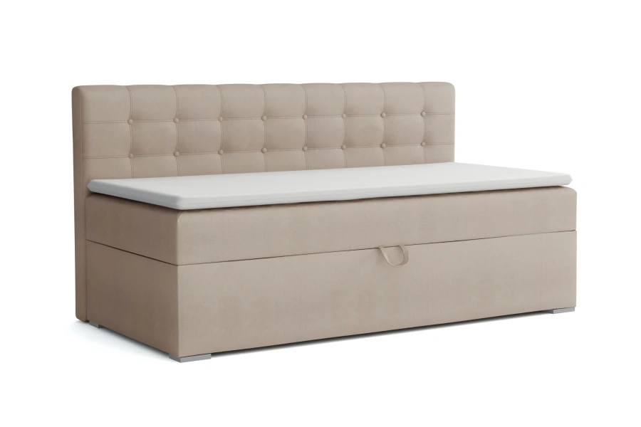 Beige Pati children's sofa with bed base and quilted headboard
