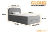 Maattekening voor het Cloud boxspringbed met breedtes van 100 und 120 cm.