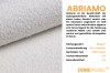 Detailansicht und technische Daten des hochwertigen Abriamo Bouclé-Stoffes in Weiß.