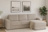 Modernes Ecksofa TOCO aus Cord in Beige, Ausführung mit Ottomane rechts.