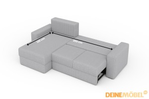 TOCO Sofa mit Schlaffunktion Bettkasten, Schlafsofa in Cord Boucle Velours Deine Möbel