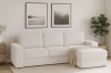 Modernes Ecksofa TOCO in Creme mit Cord-Bezug im hellen Wohnzimmer.