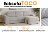 Ecksofa TOCO Produktübersicht mit Bettkasten und Auswahl an Stoffen und Farben.