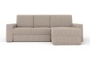 Beiges Ecksofa aus Cordstoff mit Ottomane rechts, Frontansicht.