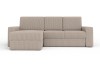 Beiges Cord-Ecksofa mit Ottomane links, moderne Couch für das Wohnzimmer.