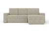 Beiges Ecksofa mit Stoffbezug und Recamiere rechts, zeitloses Design.
