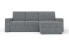 Graues Ecksofa mit Stoffbezug und Recamiere rechts, modernes Polstersofa.