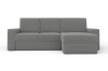 Modernes graues Ecksofa in L-Form, freistehend auf weißem Hintergrund.