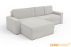 Hellgraues Polstersofa in L-Form mit gemütlicher Recamiere, ideal für moderne Wohnbereiche.