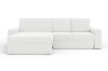 Modernes weißes Ecksofa in L-Form auf weißem Hintergrund.