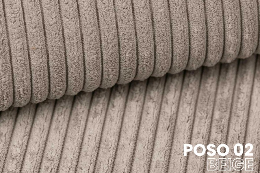Detailansicht des Kordstoffs Poso 02 in Beige für Sofabezüge
