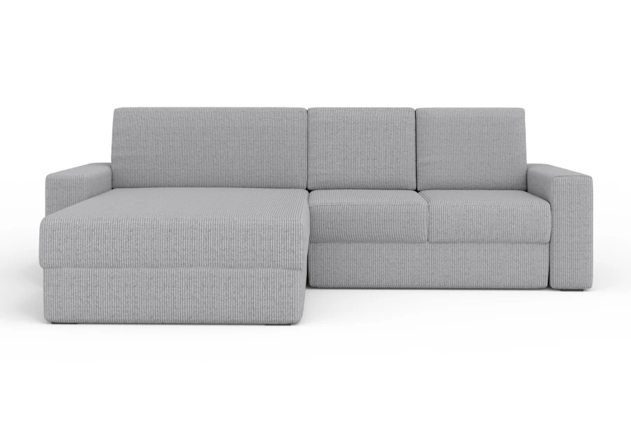 Modernes L-Sofa in Hellgrau mit Cord-Bezug POSO 110.