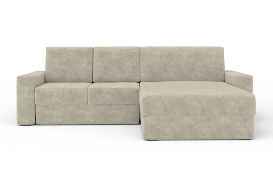 Freigestelltes beige L-Sofa Vera für modernes Wohndesign.