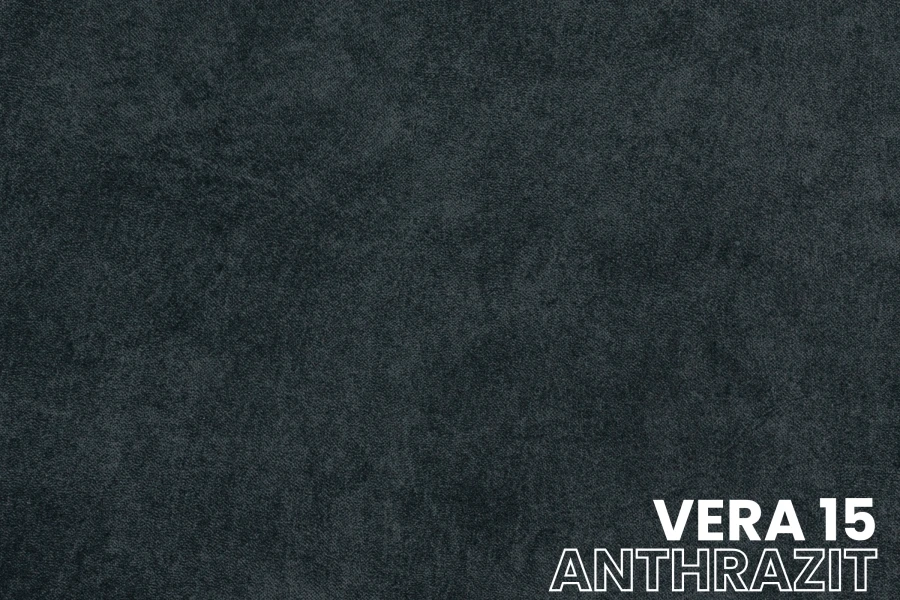 Stoffmuster Vera 15 in Anthrazit, detailreiche Textur eines Möbelbezugsstoffs.