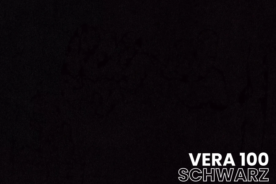 Stoffstruktur Vera 100 Schwarz, Nahaufnahme der Textur für Polstermöbel.