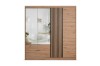 Frontansicht Kleiderschrank Eiche mit Spiegelfront und schwarzen Design-Lamellen.