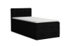 Eenpersoons boxspringbed in het zwart met corduroy stof en witte topper.
