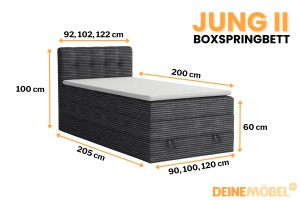 JUNG 2 Boxspringbett Polsterbett Komplettbett