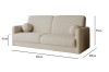 Beiges Bouclé Sofa mit Maßen: 214cm Breite, 100cm Tiefe und 93cm Gesamthöhe.
