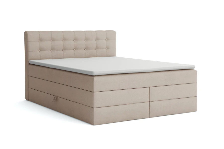 Modernes Boxspringbett Sante in Beige mit gestepptem Kopfteil