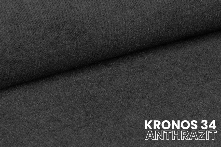 Stoffmuster Kronos 34 Anthrazit: Nahaufnahme der weichen Oberflächenstruktur.