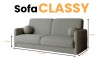 Maße und Abmessungen für das Sofa Classy: 214 cm Breite, 100 cm Tiefe und 93 cm Höhe.