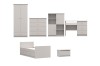 Schlichtes Kinderzimmer-Set in Beige-Grau mit Akzentgriffen aus hellem Holz.