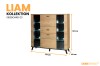 Liam Sideboard 03 Eiche-Optik mit LED-Beleuchtung und Glasregalen, Maße 131x131x40 cm.