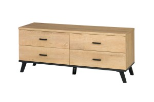 LIAM A Wohnzimmer-Set Wohnwand Set Eiche Lefkas Schwarz Deine Moebel