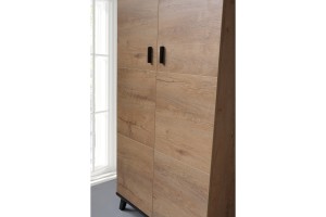 LIAM A Wohnzimmer-Set Wohnwand Set Eiche Lefkas Schwarz Deine Moebel