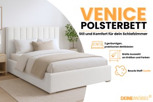 VENICE Polsterbett mit Bettkasten und Lattenrost Bouclé Deine Möbel