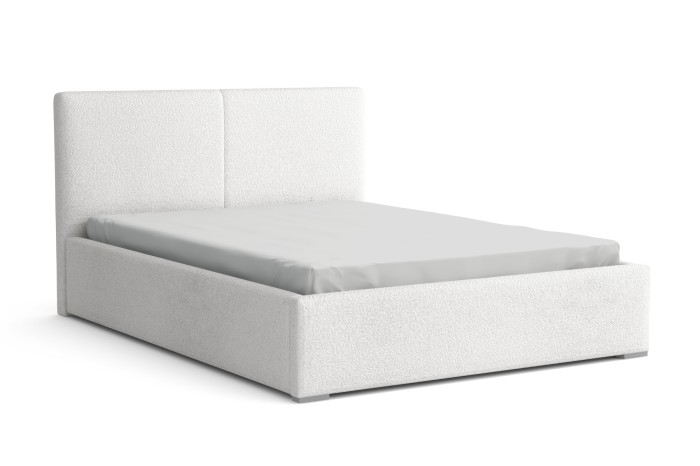 Weißes Polsterbett mit schlichtem Kopfteil in modernem Design