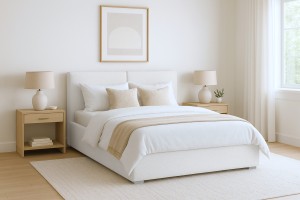 INES Polsterbett mit Bettkasten und Lattenrost Bouclé Deine Möbel