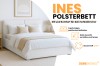 Ines Polsterbett aus weißem Bouclé-Stoff mit zwei praktischen Bettkästen für das Schlafzimmer.