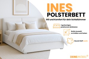 INES Polsterbett mit Bettkasten und Lattenrost Bouclé Deine Möbel