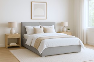 INES Polsterbett mit Bettkasten und Lattenrost Bouclé Deine Möbel