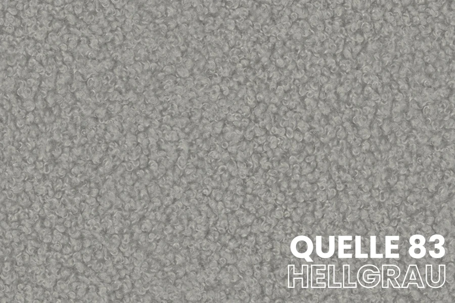 Stoffmuster Quelle 83 in Hellgrau: Detailansicht der weichen Bouclé-Struktur.