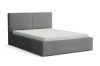 Stilvolles Polsterbett in Dunkelgrau mit minimalistischem Design auf weißem Grund.