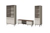 Mily Kollektion: Modernes Wohnzimmer-Set mit zwei Vitrinen und TV-Board in Beige und Anthrazit.