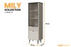 Mily Vitrine 03: Schmale beige Vitrine mit Glasfront, Abmessungen 60x191x40 cm.