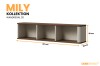 Mily Wandregal 20 mit 3 Fächern, Holzoptik und Beige, Maße 127x30x25 cm.