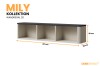 Mily Wandregal 20 in Beige mit dunkler Platte, 3 Fächer, Maße 127x30x25 cm.