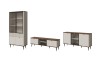 MILY Möbelset 3-teilig: Vitrine, Sideboard und TV-Unterschrank mit Akzenten in Holzoptik.